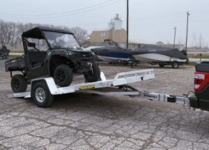 Aluma 8214HS Tilt 80 in x 174 in ATV and UTV Trailer 7,000 LB GVWR – manufacturer media image 1