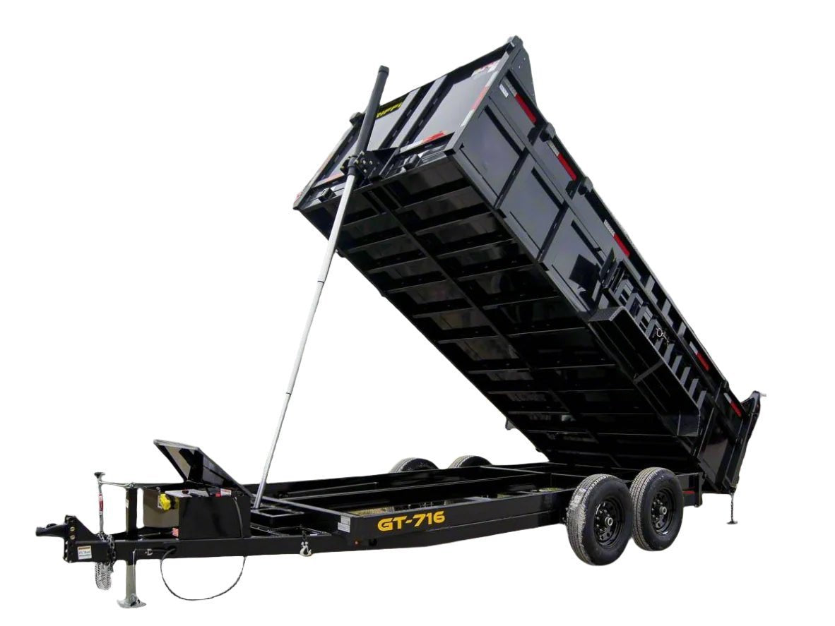 7 by 16 telescopic dump trailer, 3 ft sides