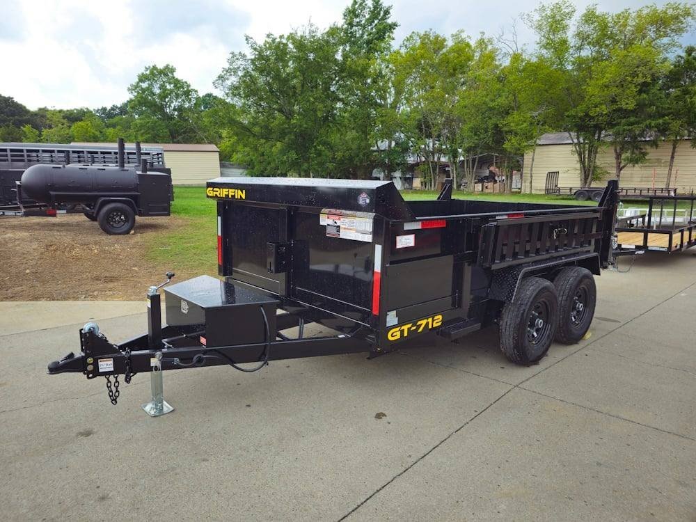 7' × 12' Hydraulic Dump Trailer — 2 ft Sides, Dual 6,000 lb Axles, 12,000 lb GVWR