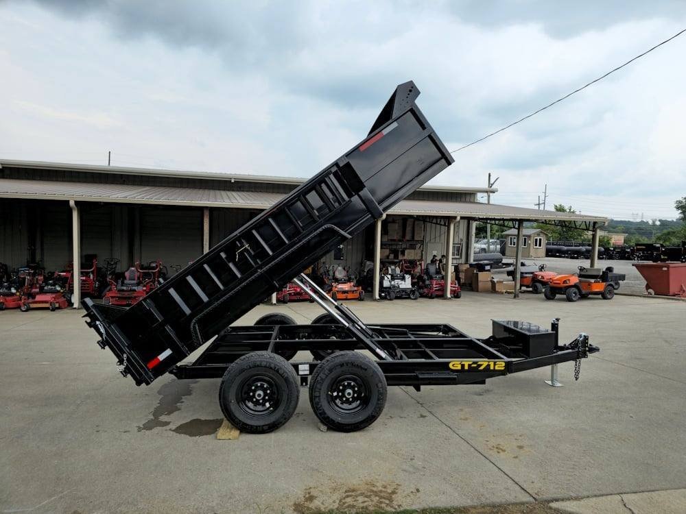 7' × 12' Hydraulic Dump Trailer — 2 ft Sides, Dual 6,000 lb Axles, 12,000 lb GVWR