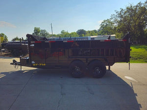 7' × 14' Telescopic Dump Trailer — 3 ft Sides, Dual 7,000 lb Axles, 14,000 lb GVWR