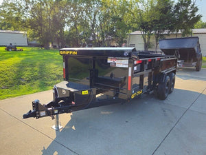 7' × 14' Hydraulic Dump Trailer — 2 ft Sides, Dual 7,000 lb Axles, 14,000 lb GVWR
