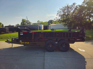 7' × 14' Hydraulic Dump Trailer — 2 ft Sides, Dual 7,000 lb Axles, 14,000 lb GVWR