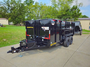 7' × 14' Telescopic Dump Trailer — 4 ft Sides, Dual 7,000 lb Axles, 14,000 lb GVWR