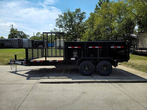 7' × 16' I-Beam Hybrid Hydraulic Dump Trailer — 3 ft Sides, Dual 6,000 lb Axles, 12,000 lb GVWR