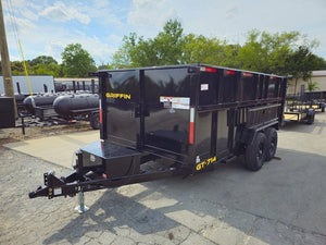 7' × 14' Hydraulic Dump Trailer — 4 ft Sides, Dual 7,000 lb Axles, 14,000 lb GVWR
