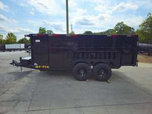 7' × 14' Hydraulic Dump Trailer — 4 ft Sides, Dual 7,000 lb Axles, 14,000 lb GVWR