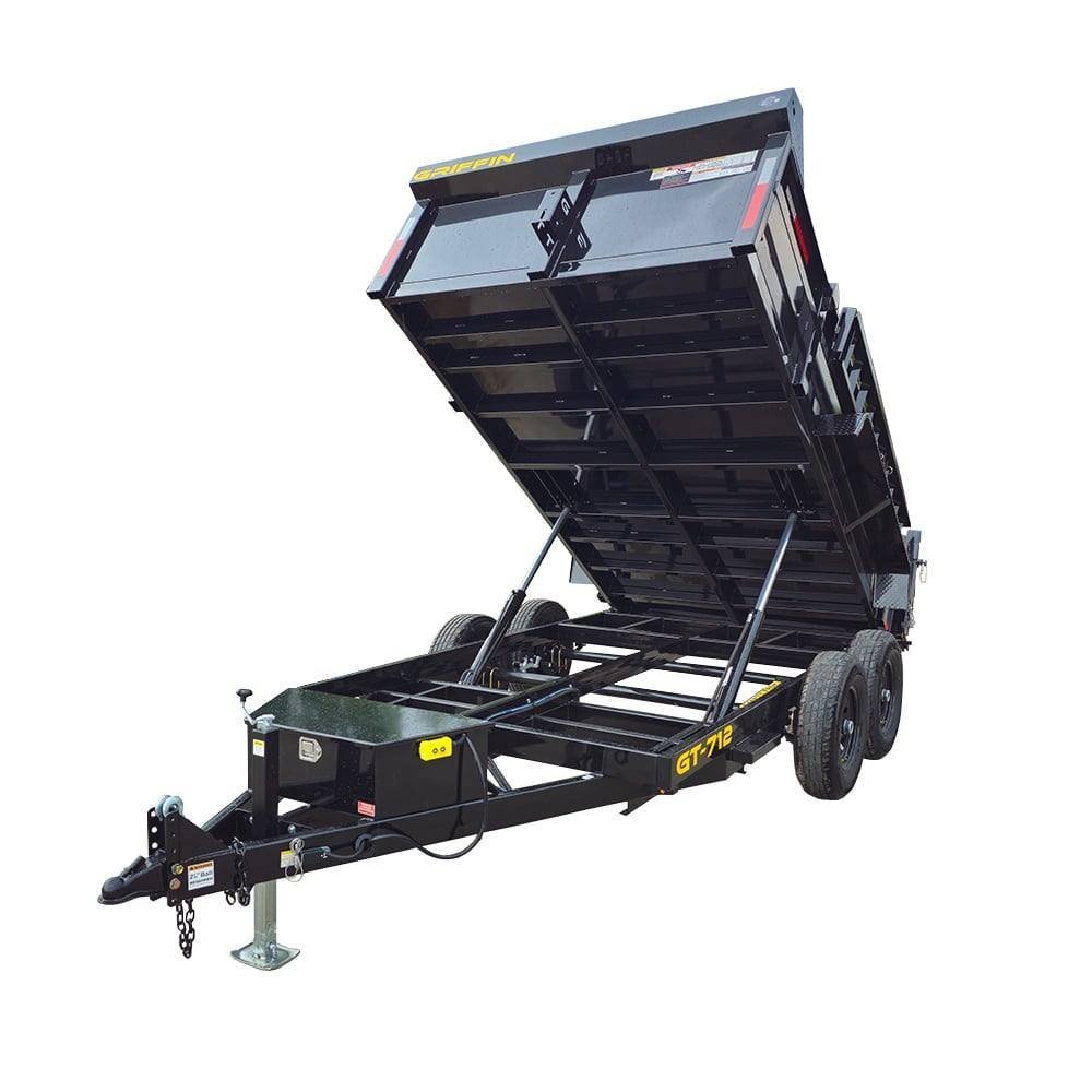7 by 12 hydraulic dump trailer with 2 ft sides, 12K GVWR