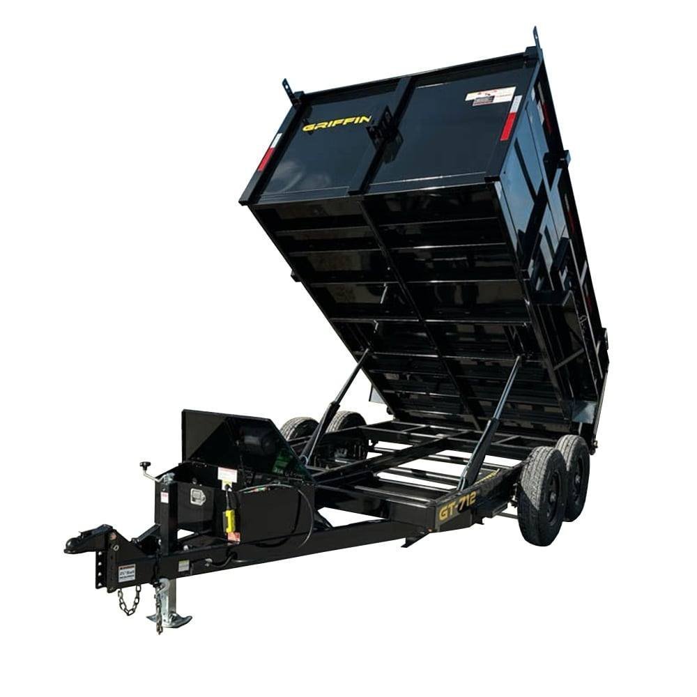 7 by 12 hydraulic dump trailer with 3 ft sides, 12K GVWR