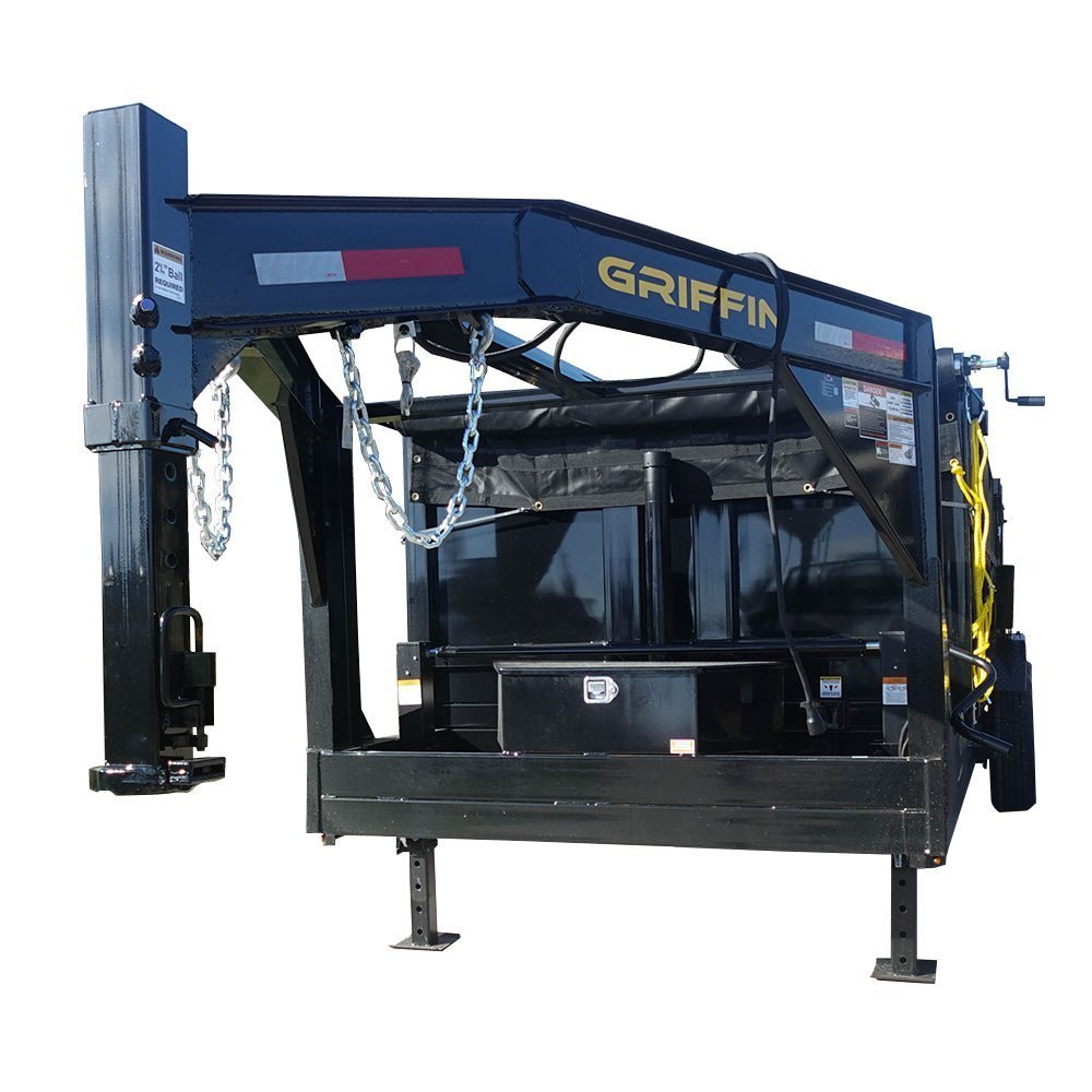 7 by 16 gooseneck telescopic I-beam dump trailer with 4 ft sides