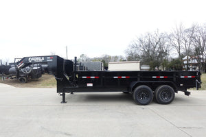 7' × 16' Gooseneck Telescopic I-Beam Dump Trailer — 2 ft Sides, Dual 7,000 lb Axles, 14,000 lb GVWR