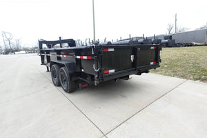 7' × 16' Gooseneck Telescopic I-Beam Dump Trailer — 2 ft Sides, Dual 7,000 lb Axles, 14,000 lb GVWR