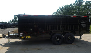 7' × 16' Telescopic Dump Trailer — 4 ft Sides, Dual 7,000 lb Axles, 14,000 lb GVWR