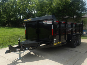 7' × 14' Hydraulic Dump Trailer — 3 ft Sides, Dual 7,000 lb Axles, 14,000 lb GVWR