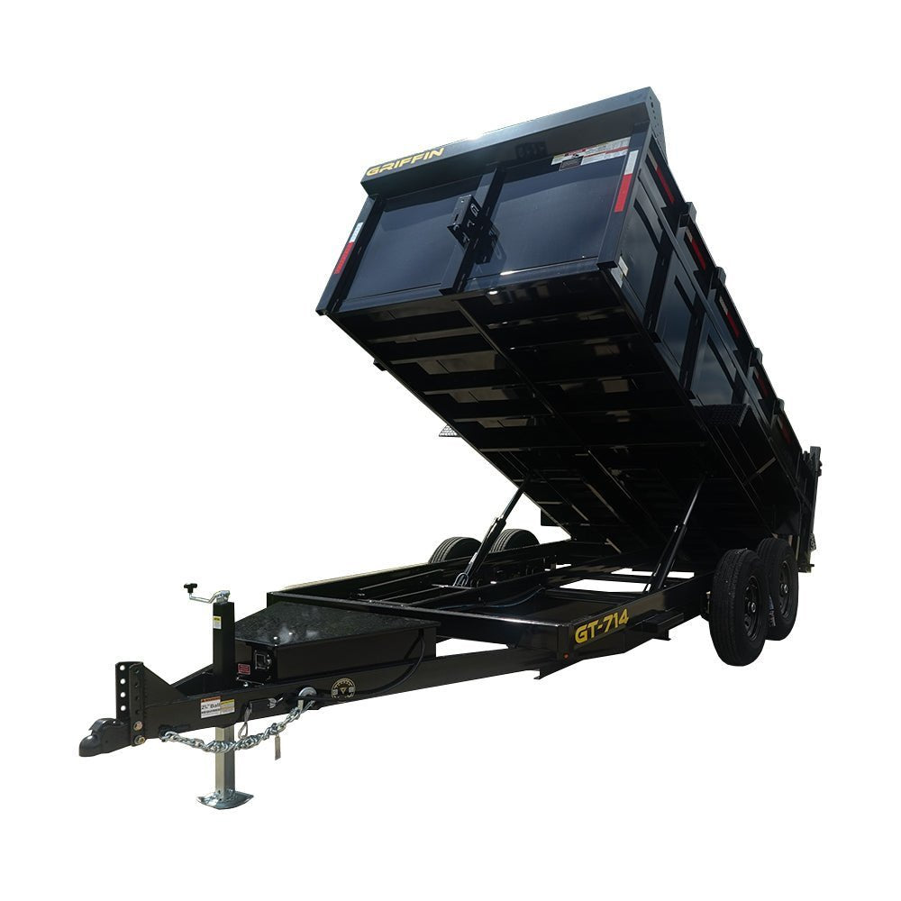 7 by 14 hydraulic dump trailer with 3 ft sides, 14K GVWR