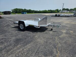 Aluma MC2F-S-R-RTD 89.5 in upright Motorcycle Trailer 7,000 LB GVWR – manufacturer media image 1