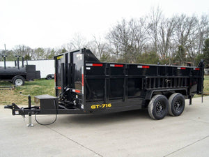 7' × 16' Telescopic Dump Trailer — 3 ft Sides, Dual 7,000 lb Axles, 14,000 lb GVWR