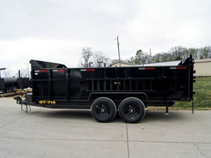 7' × 16' Telescopic Dump Trailer — 3 ft Sides, Dual 7,000 lb Axles, 14,000 lb GVWR