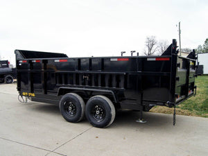 7' × 16' Telescopic Dump Trailer — 3 ft Sides, Dual 7,000 lb Axles, 14,000 lb GVWR