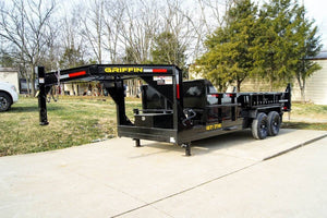 7' × 16' Gooseneck Telescopic Dump Trailer — 2 ft Sides, Dual 7,000 lb Axles, 14,000 lb GVWR