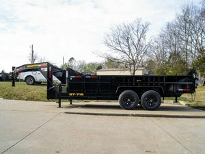 7' × 16' Gooseneck Telescopic Dump Trailer — 2 ft Sides, Dual 7,000 lb Axles, 14,000 lb GVWR