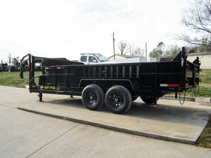 7' × 16' Gooseneck Telescopic Dump Trailer — 2 ft Sides, Dual 7,000 lb Axles, 14,000 lb GVWR