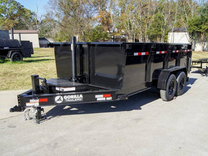 7' × 14' Telescopic I-Beam Dump Trailer — 3 ft Sides, Dual 7,000 lb Axles, 14,000 lb GVWR