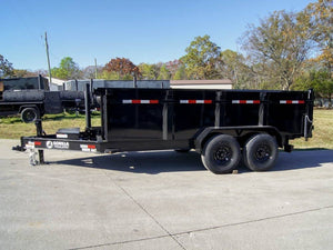 7' × 14' Telescopic I-Beam Dump Trailer — 3 ft Sides, Dual 7,000 lb Axles, 14,000 lb GVWR