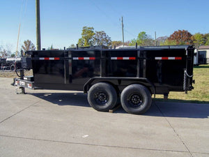 7' × 14' Telescopic I-Beam Dump Trailer — 3 ft Sides, Dual 7,000 lb Axles, 14,000 lb GVWR