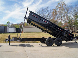 7' × 16' Telescopic I-Beam Dump Trailer — 2 ft Sides, Dual 7,000 lb Axles, 14,000 lb GVWR