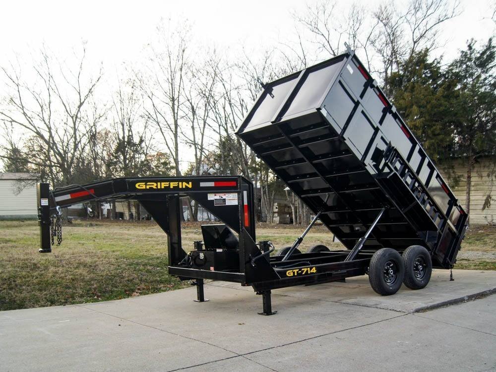 7 by 14 gooseneck hydraulic dump trailer with 4 ft sides