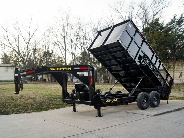 7 by 14 gooseneck hydraulic dump trailer with 4 ft sides