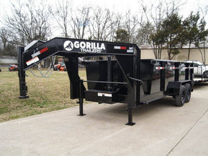 7' × 16' Gooseneck Telescopic I-Beam Dump Trailer — 3 ft Sides, Dual 7,000 lb Axles, 14,000 lb GVWR