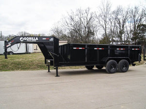 7' × 16' Gooseneck Telescopic I-Beam Dump Trailer — 3 ft Sides, Dual 7,000 lb Axles, 14,000 lb GVWR