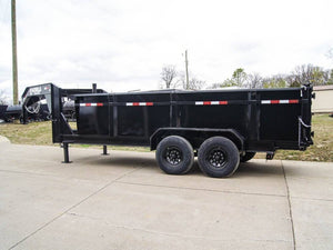7' × 16' Gooseneck Telescopic I-Beam Dump Trailer — 3 ft Sides, Dual 7,000 lb Axles, 14,000 lb GVWR