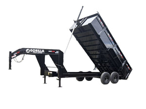 7 by 16 gooseneck telescopic I-beam dump trailer, 3 ft sides