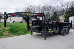 7 by 16 gooseneck hydraulic dump trailer, 2 ft sides