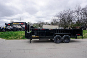 7' × 16' Gooseneck Hydraulic Dump Trailer — 2 ft Sides, Dual 7,000 lb Axles, 14,000 lb GVWR