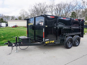 7' × 12' Hydraulic Dump Trailer — 4 ft Sides, Dual 7,000 lb Axles, 14,000 lb GVWR