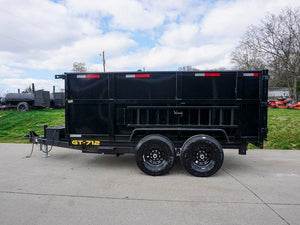 7' × 12' Hydraulic Dump Trailer — 4 ft Sides, Dual 7,000 lb Axles, 14,000 lb GVWR