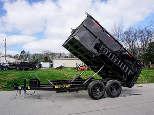 7' × 12' Hydraulic Dump Trailer — 4 ft Sides, Dual 7,000 lb Axles, 14,000 lb GVWR