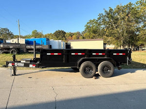 7' × 14' Telescopic I-Beam Dump Trailer — 2 ft Sides, Dual 7,000 lb Axles, 14,000 lb GVWR