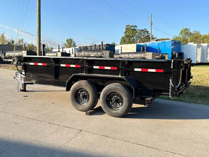 7' × 14' Telescopic I-Beam Dump Trailer — 2 ft Sides, Dual 7,000 lb Axles, 14,000 lb GVWR
