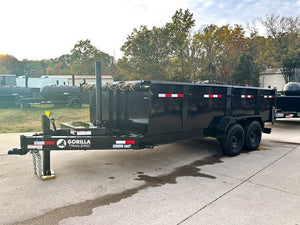 7' × 16' Telescopic I-Beam Dump Trailer — 3 ft Sides, Dual 7,000 lb Axles, 14,000 lb GVWR
