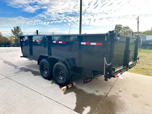 7' × 16' Telescopic I-Beam Dump Trailer — 3 ft Sides, Dual 7,000 lb Axles, 14,000 lb GVWR