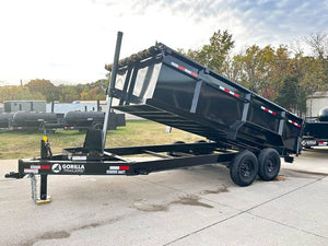 7' × 16' Telescopic I-Beam Dump Trailer — 3 ft Sides, Dual 7,000 lb Axles, 14,000 lb GVWR