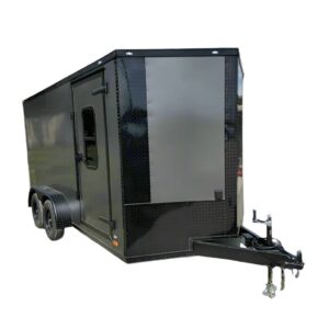 7x14 Charcoal V-Nose Enclosed Trailer (2) 3,500lb Axles Windows Elect & Blkout Pkg
