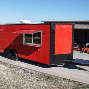 8.5 x 20 Red V-Nose Concession with Blackout Trim Vending